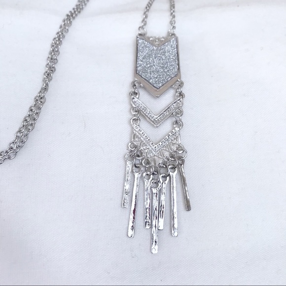 🎀 NEW Last 1 • Silver Long Boho Tassel Necklace • - Picture 2 of 8
